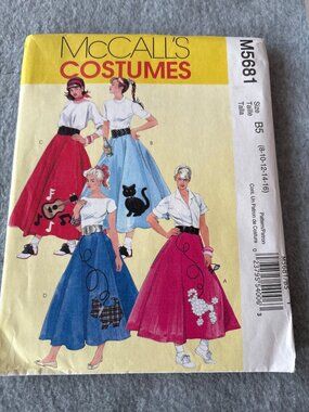 McCalls M5681 Poodle Skirt Costumes Pattern Size 8 10 12 14 16 Uncut Sewing Fun
